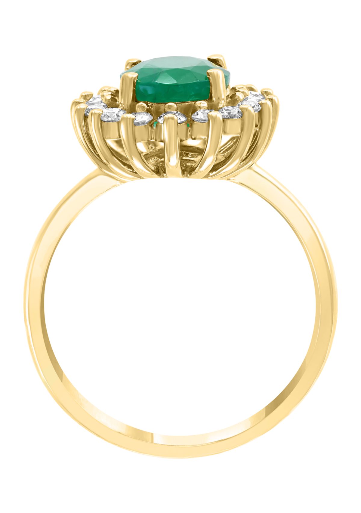 Diamond and Natural Emerald Ring in 14K Yellow Gold