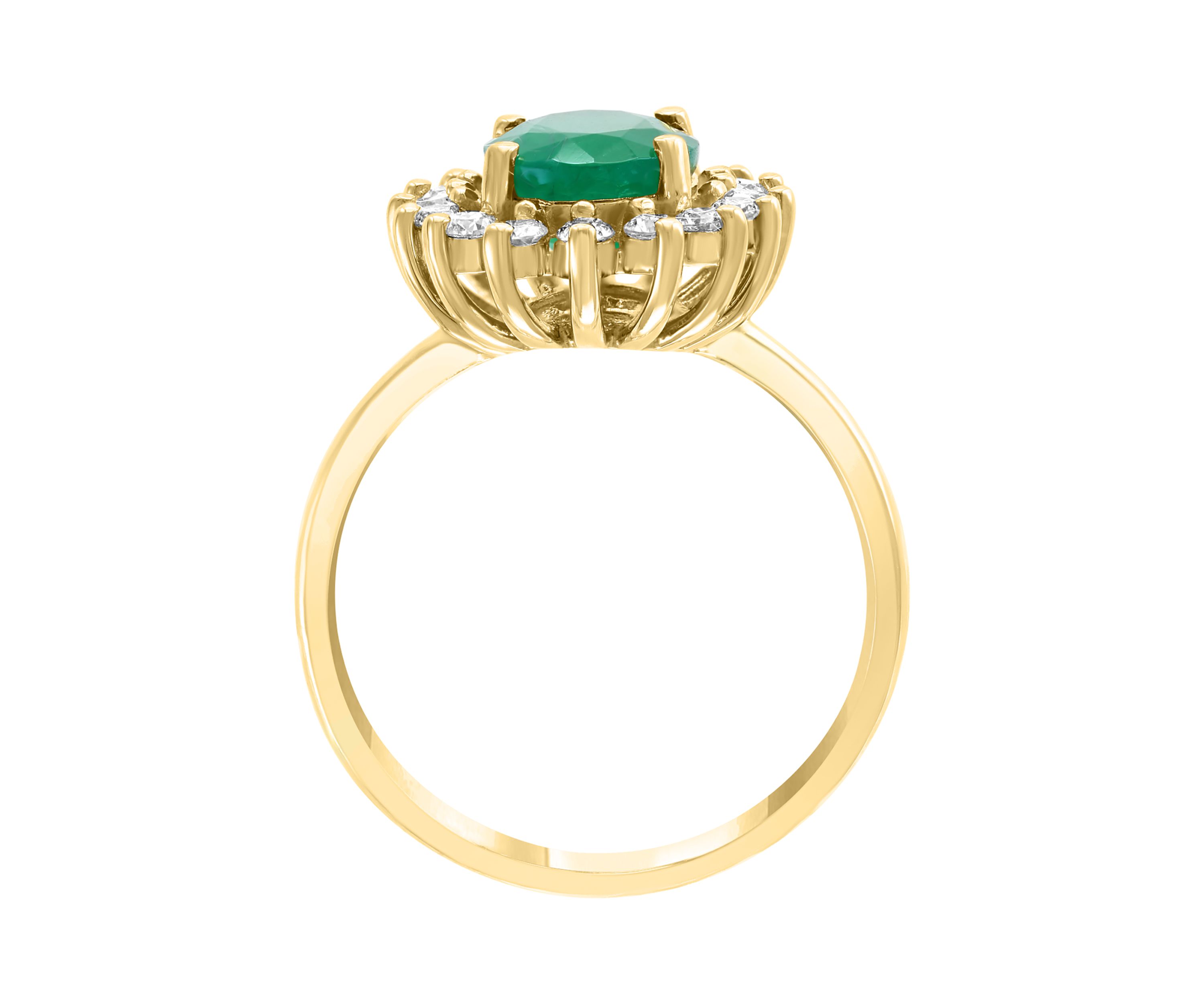 Diamond and Natural Emerald Ring in 14K Yellow Gold