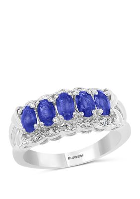Effy 1.59 Ct. T.w. Natural Sapphire, 1/10 Ct. T.w. Diamond Ring In 14K White Gold, 7 -  0191120269764