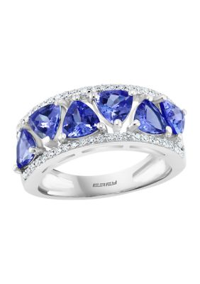 Effy 1/4 ct. t.w. Diamond and 2.28 ct. t.w. Tanzanite Ring in 14K White Gold, 7 -  0191120380308