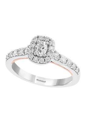 Effy 5/8 ct. t.w. Oval Diamond Ring in 14k Rose and White Gold, 7