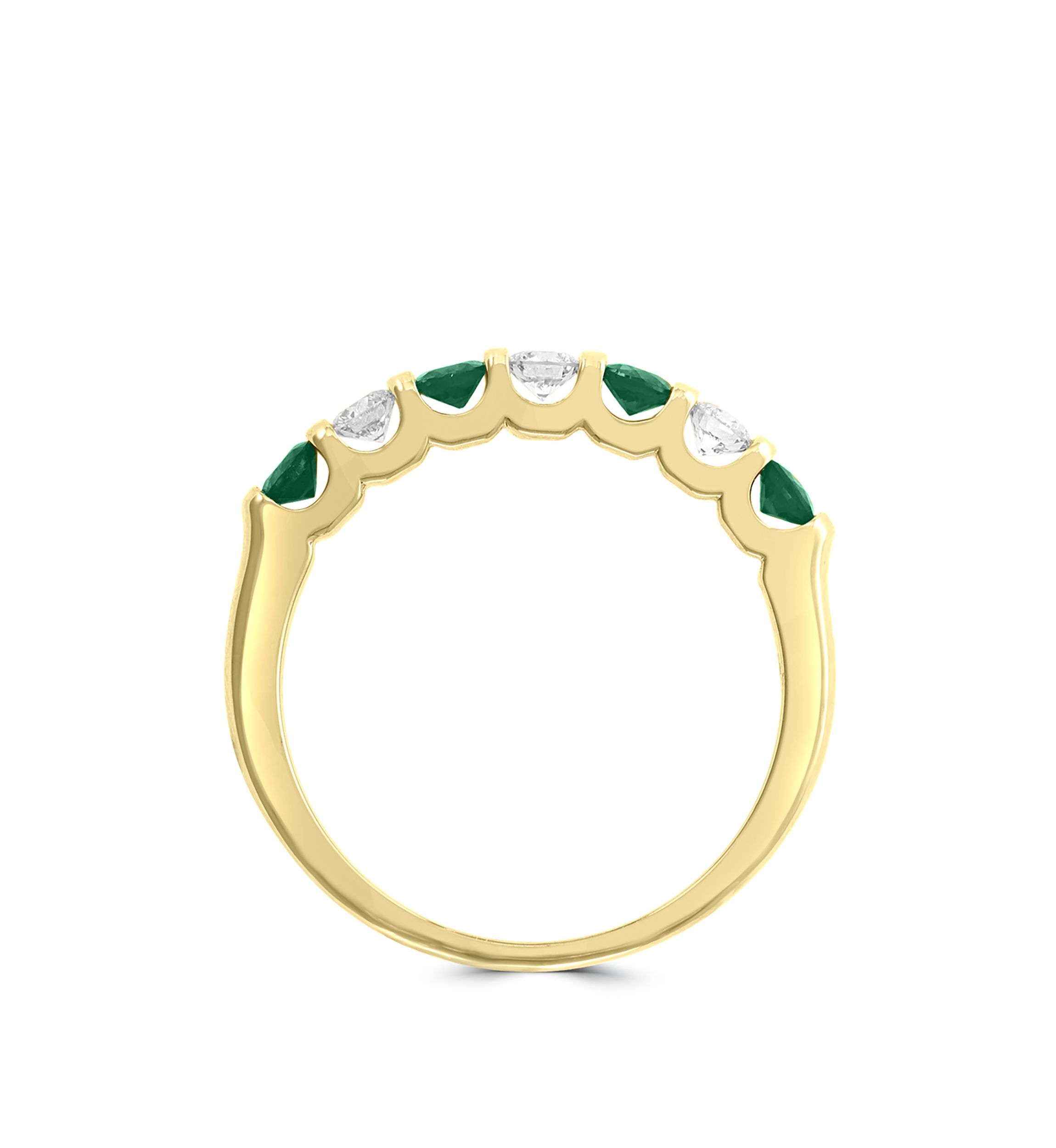 1/4 ct. t.w. Diamond, 3/4 ct. t.w. Natural Emerald Ring in 14K Yellow Gold