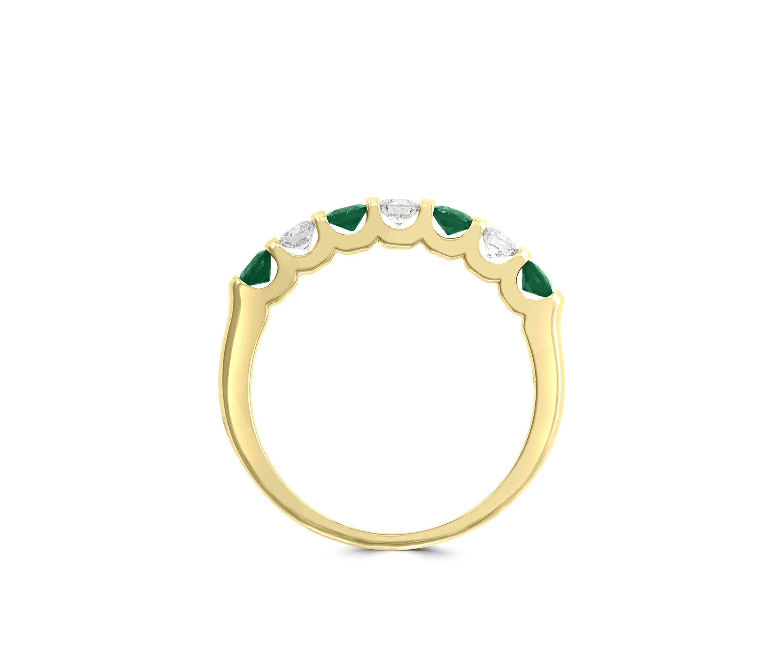 1/4 ct. t.w. Diamond, 3/4 ct. t.w. Natural Emerald Ring in 14K Yellow Gold