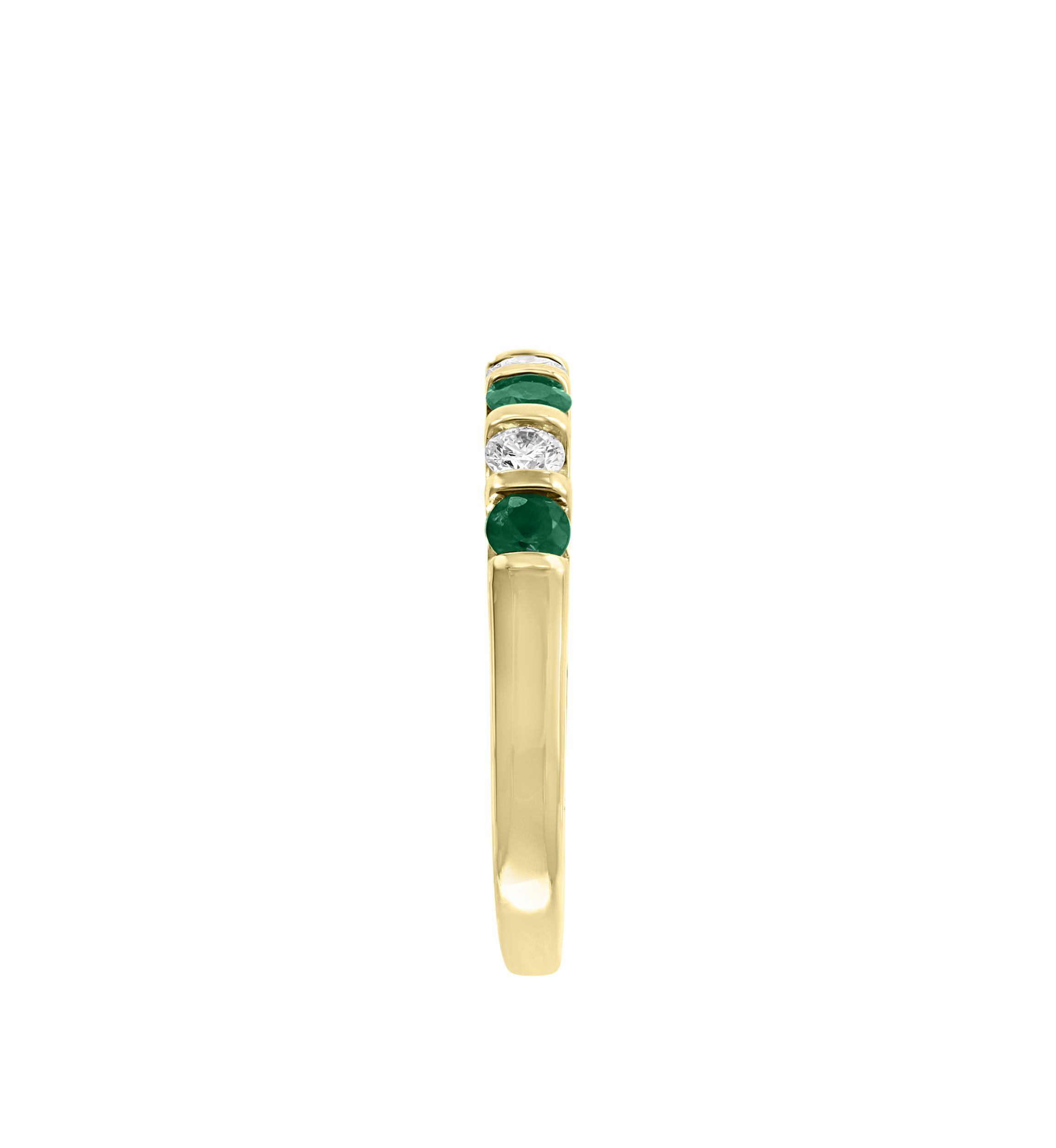 1/4 ct. t.w. Diamond, 3/4 ct. t.w. Natural Emerald Ring in 14K Yellow Gold