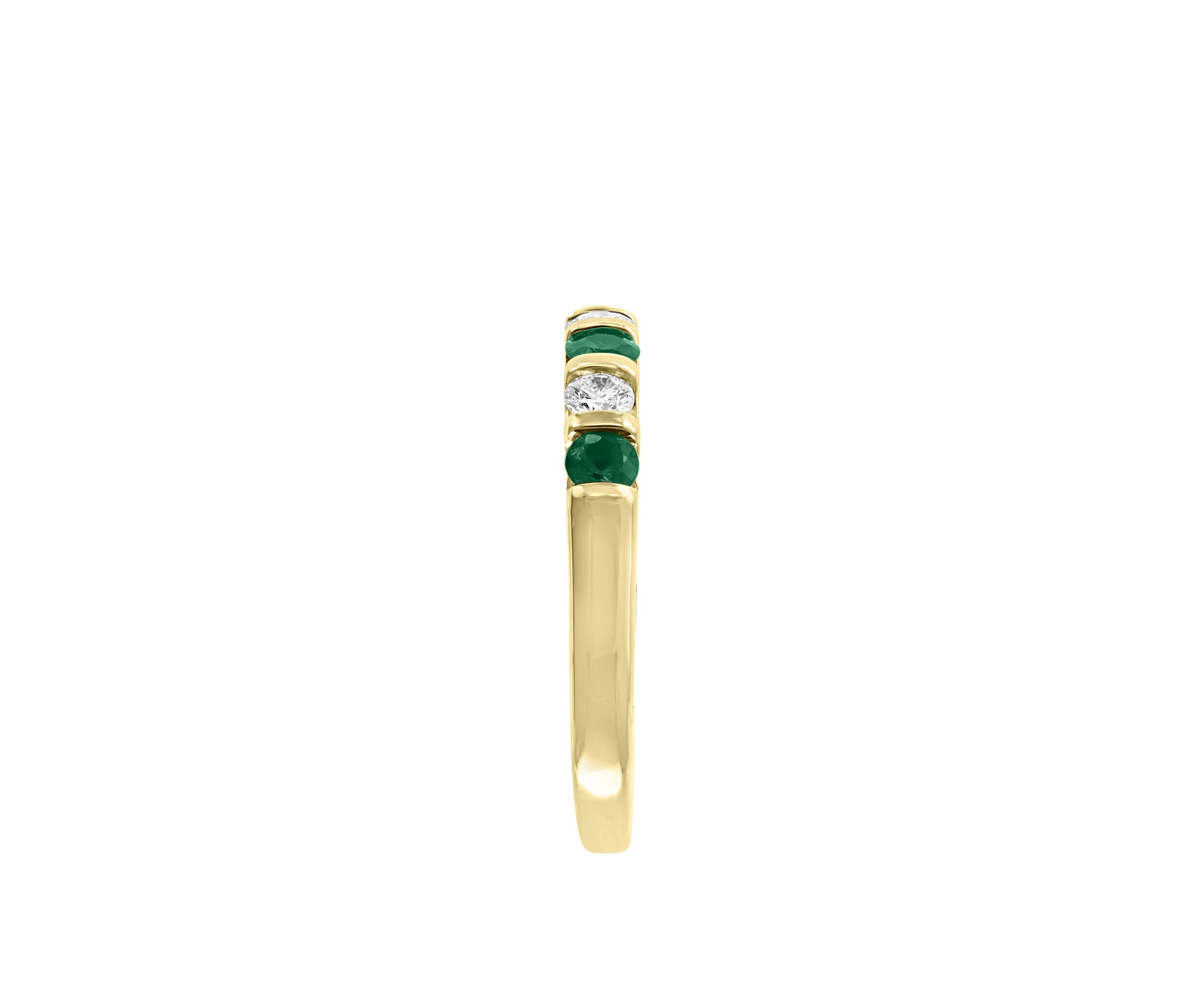 1/4 ct. t.w. Diamond, 3/4 ct. t.w. Natural Emerald Ring in 14K Yellow Gold