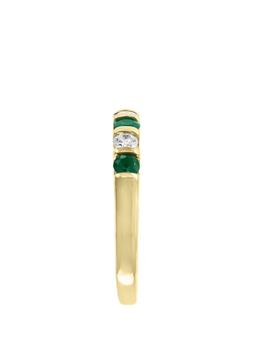 1/4 ct. t.w. Diamond, 3/4 ct. t.w. Natural Emerald Ring in 14K Yellow Gold