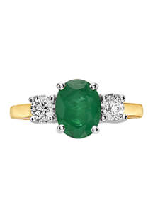 Effy® 1/2 ct. t.w. Diamond and 1.52 ct. t.w. Emerald Ring ...