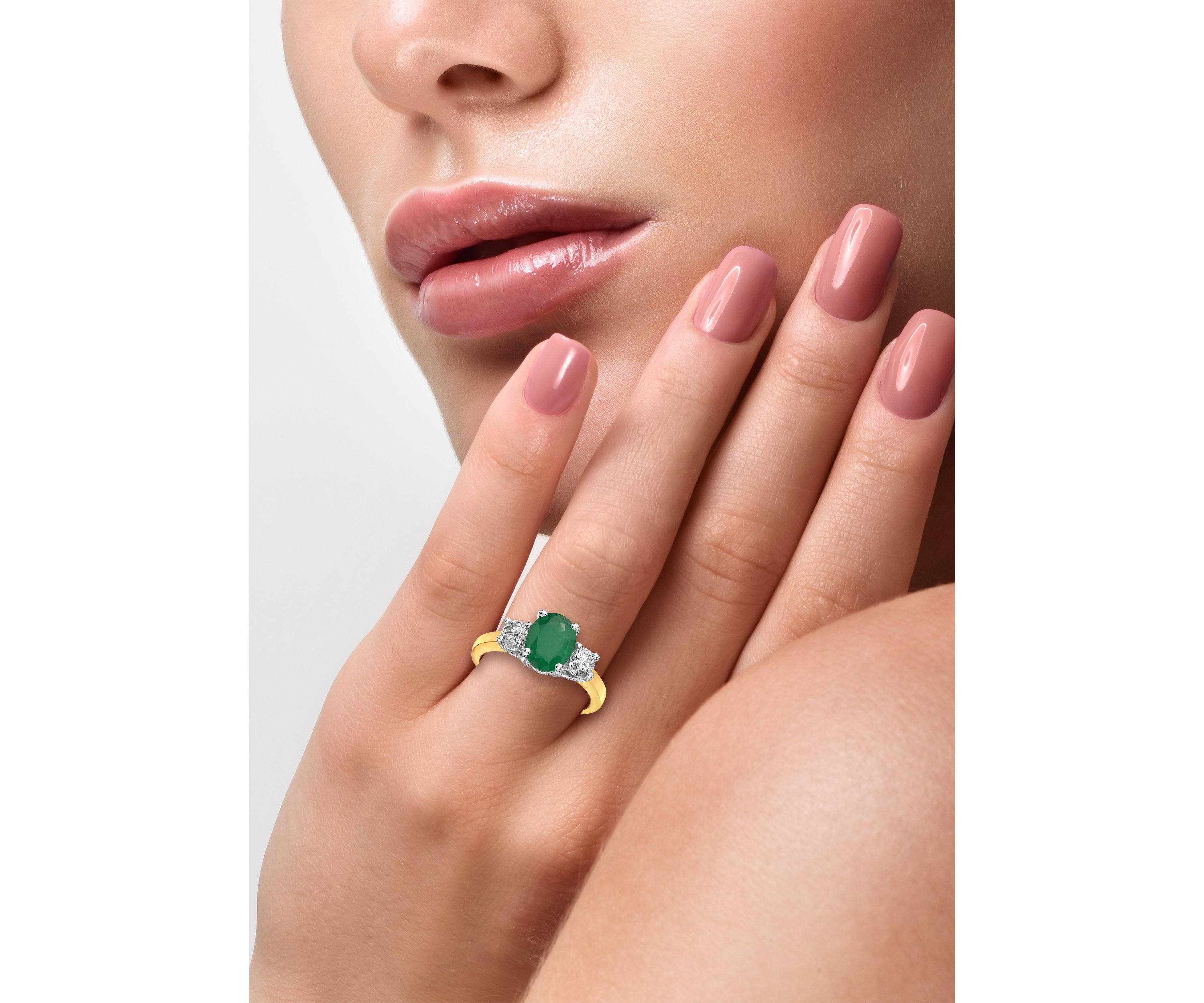 1/2 ct. t.w. Diamond and 1.52 ct. t.w. Emerald Ring in 14K Two Tone Gold 