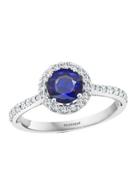 Effy 1/3 Ct. T.w. Diamond And 1 Ct. T.w. Sapphire Ring In 14K White Gold, 7 -  0191120218786
