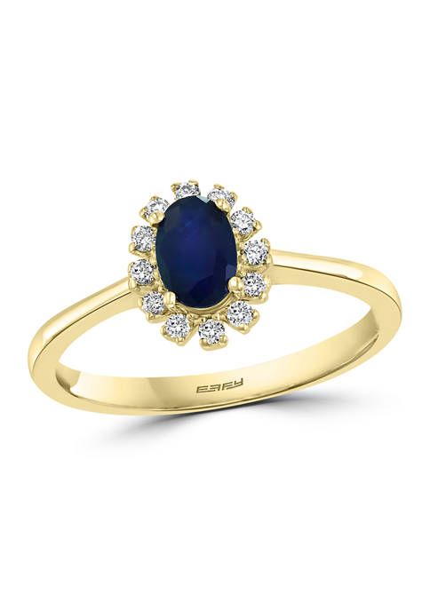  1/8 ct. t.w. Diamond and 1/2 ct. t.w. Sapphire Ring in 14K Yellow Gold