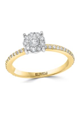 Effy 1/2 Ct. T.w. Diamond Cluster Ring In 14K Yellow And White Gold, 7 -  0191120399997