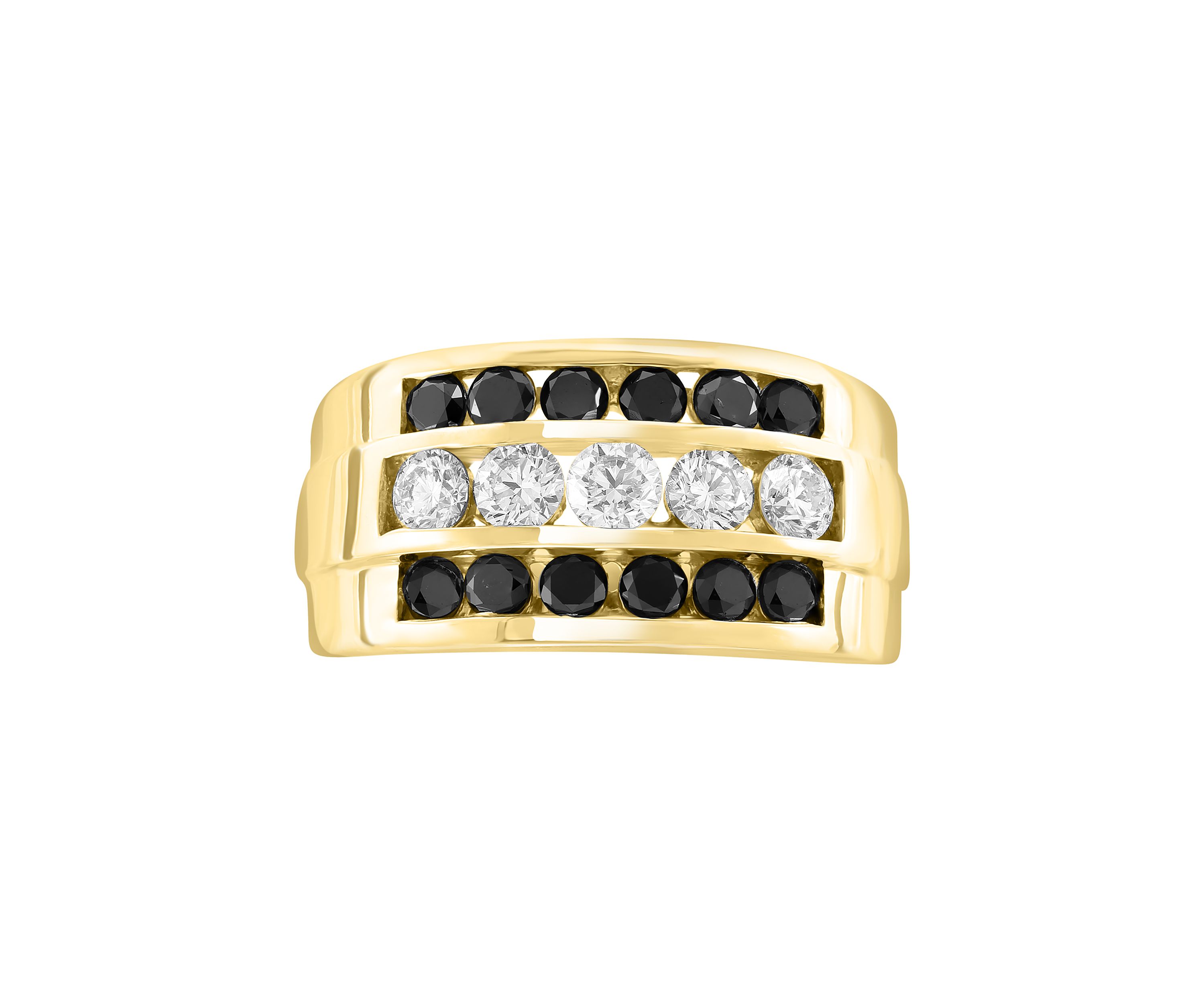 Mens 1.92 ct. t.w. Black Diamond Ring in 14K Yellow Gold