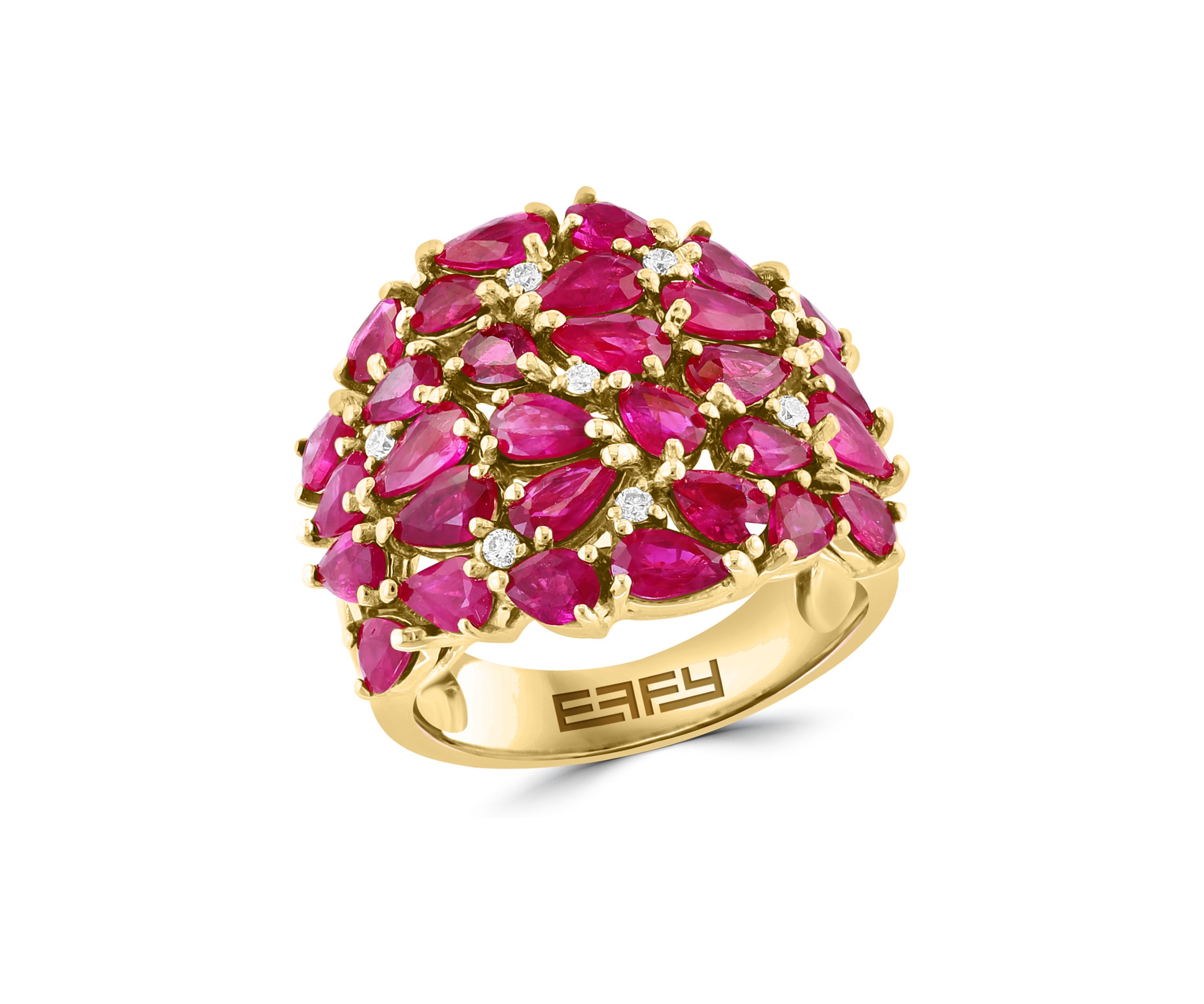1/10 ct. t.w. Diamond, Natural Ruby Ring in 14K Yellow Gold 