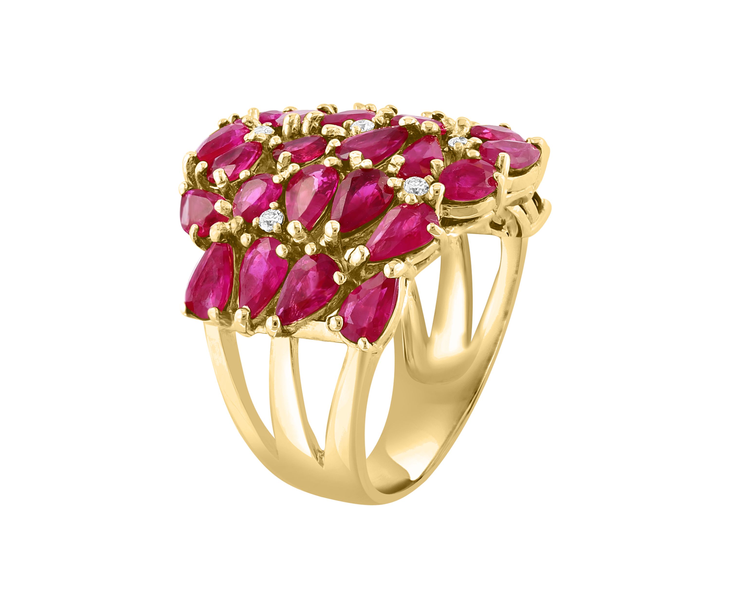 1/10 ct. t.w. Diamond, Natural Ruby Ring in 14K Yellow Gold 