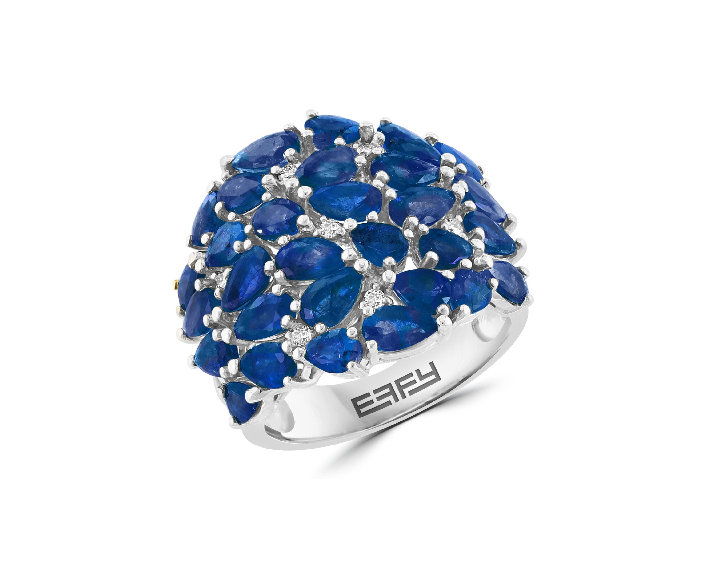 1/10 ct. t.w. Diamond, Natural Sapphire Ring in 14K White Gold 