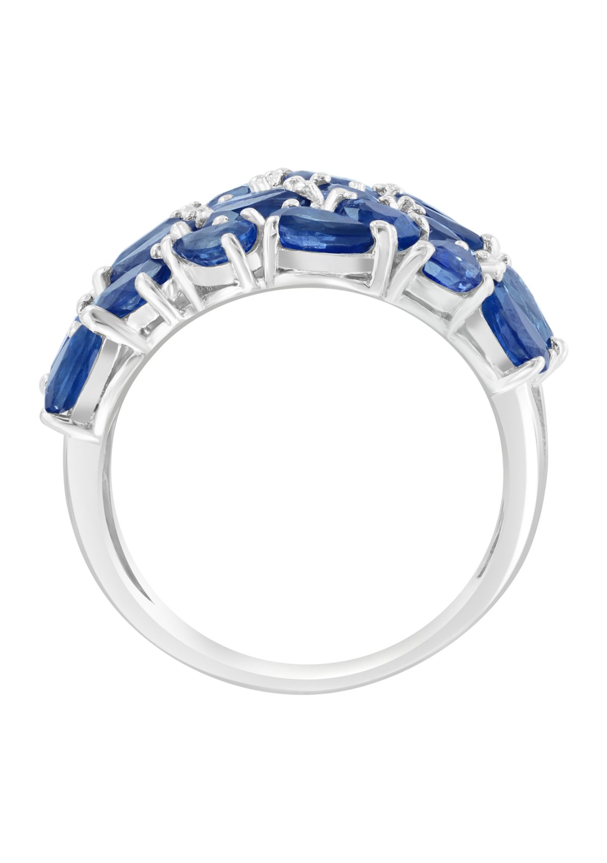 1/10 ct. t.w. Diamond, Natural Sapphire Ring in 14K White Gold 
