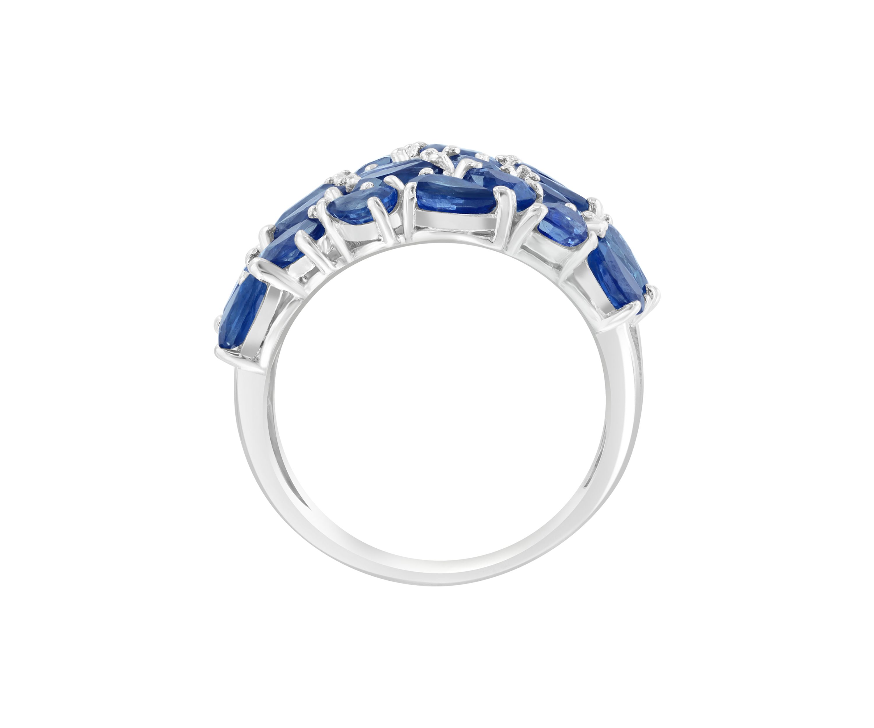 1/10 ct. t.w. Diamond, Natural Sapphire Ring in 14K White Gold 