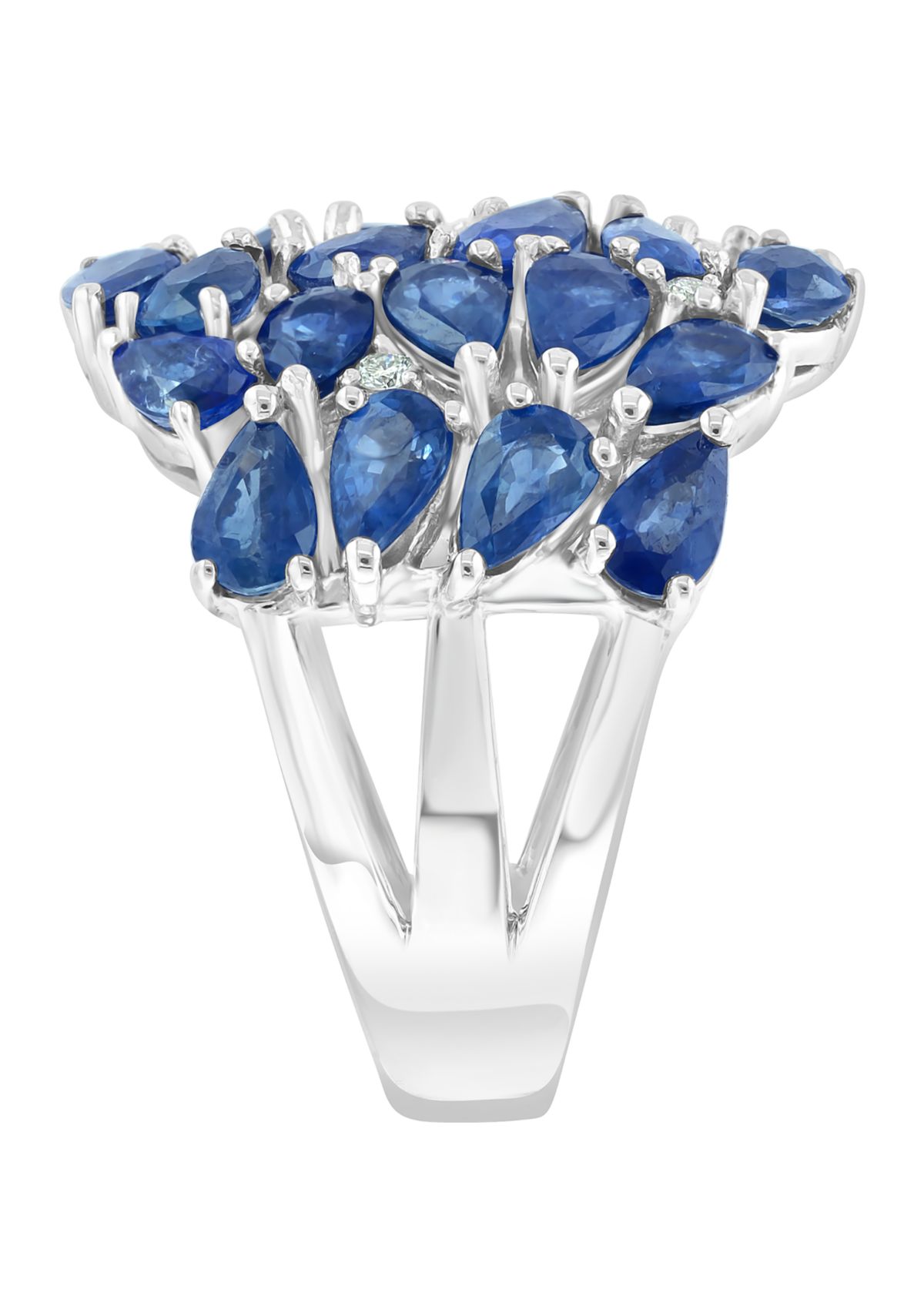 1/10 ct. t.w. Diamond, Natural Sapphire Ring in 14K White Gold 