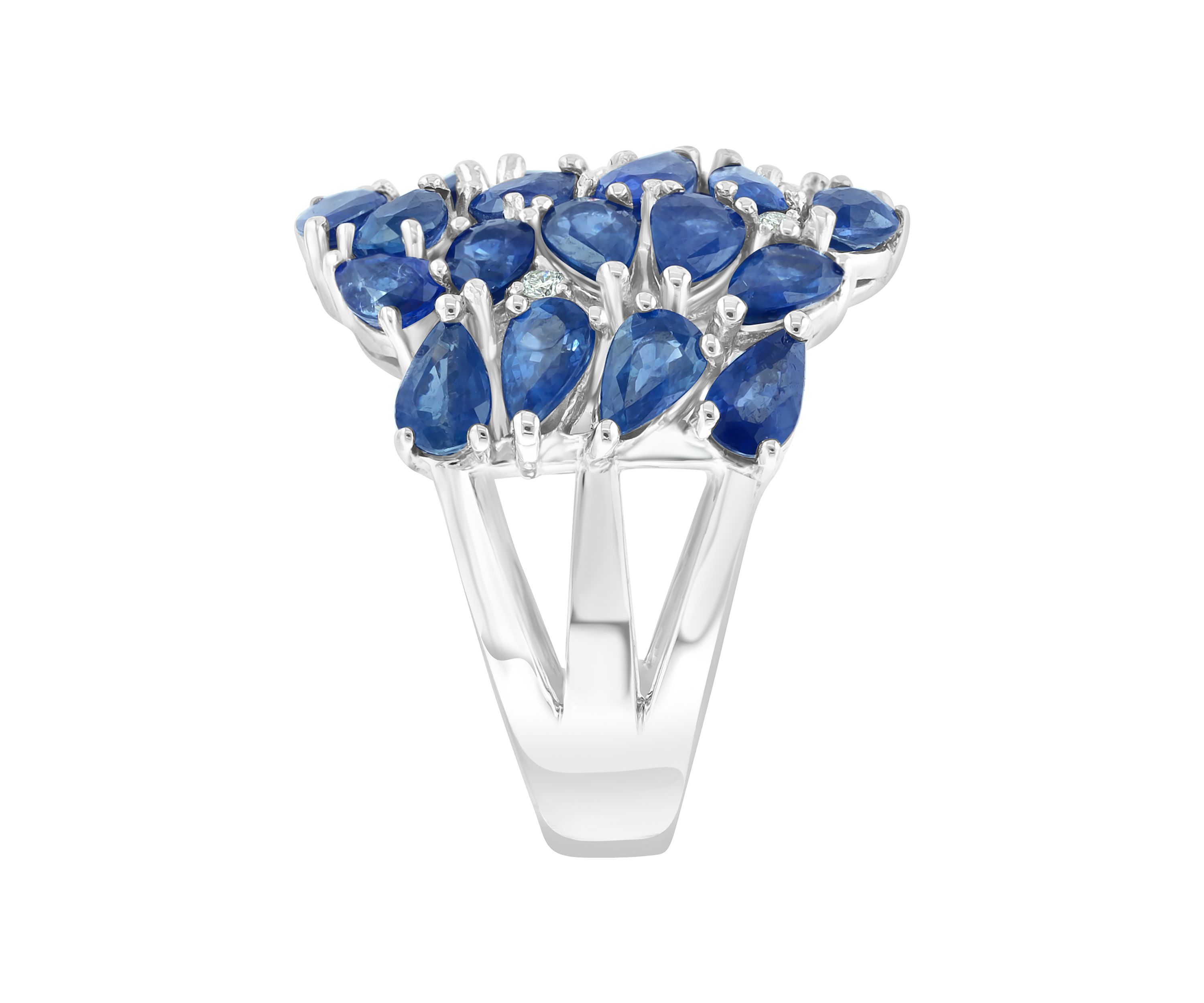 1/10 ct. t.w. Diamond, Natural Sapphire Ring in 14K White Gold 