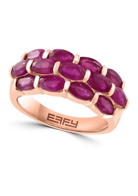 Effy 14K Rose Gold Diamond And Natural Ruby Necklace