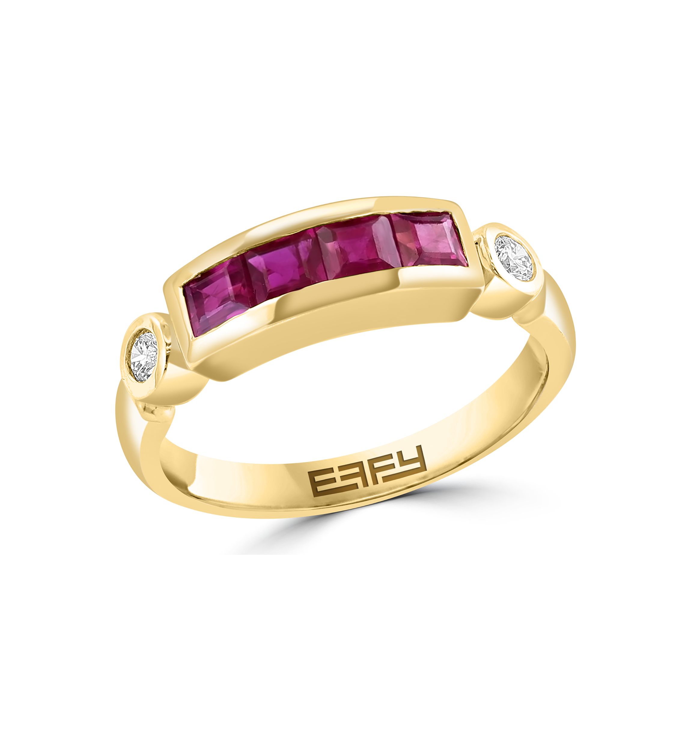 Diamond and Natural Ruby Ring in 14K Yellow Gold