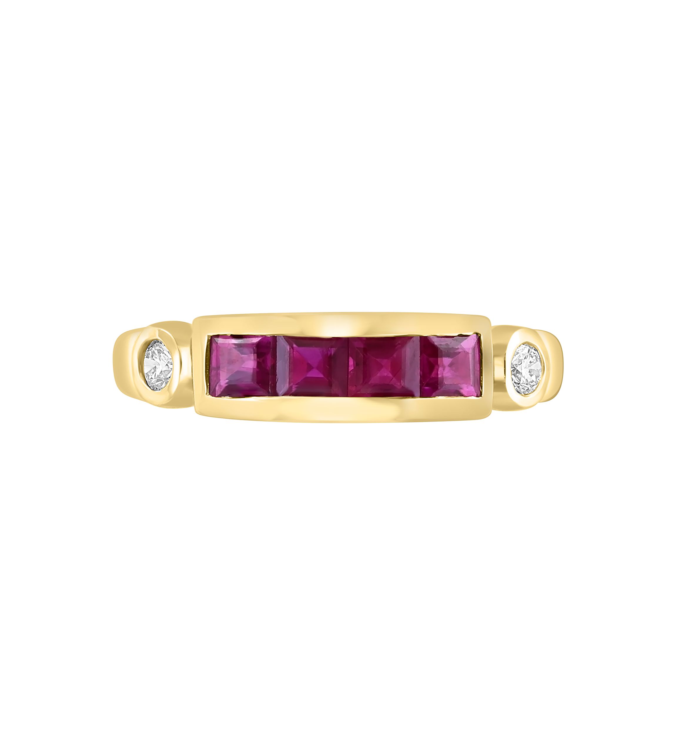 Diamond and Natural Ruby Ring in 14K Yellow Gold