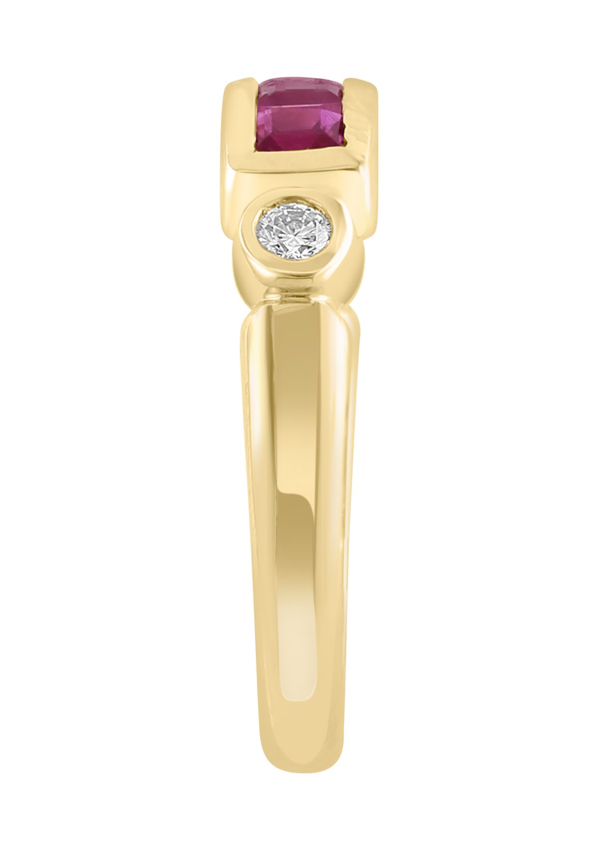 Diamond and Natural Ruby Ring in 14K Yellow Gold