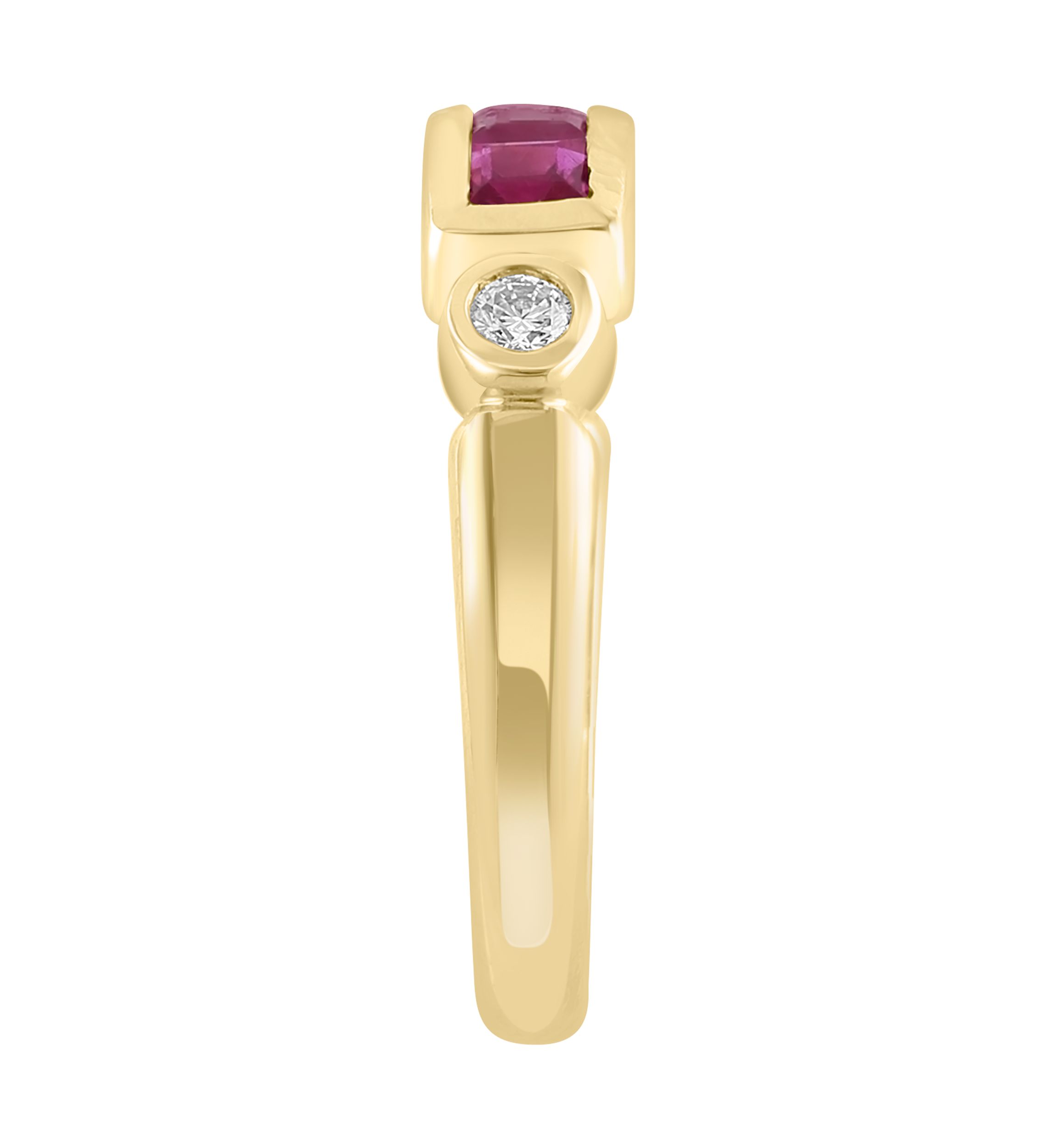 Diamond and Natural Ruby Ring in 14K Yellow Gold