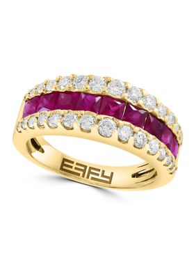 Effy 3/4 Ct. T.w. Ruby, 1.54 Ct. T.w. Diamond Ring In 14K Yellow Gold