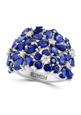 Effy 14K White Gold Diamond And Natural Sapphire Ring
