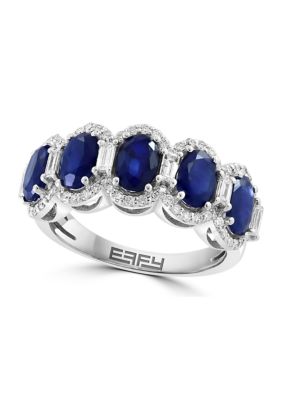 Effy Diamond And Sapphire Ring In 14K White Gold