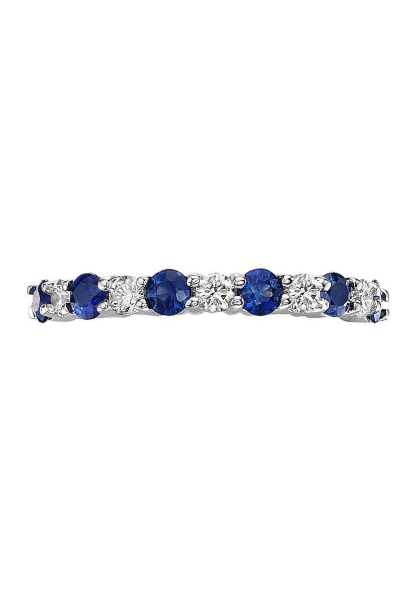 1/2 ct. t.w. Diamond and 5/8 ct. t.w. Sapphire Ring in 14K White Gold