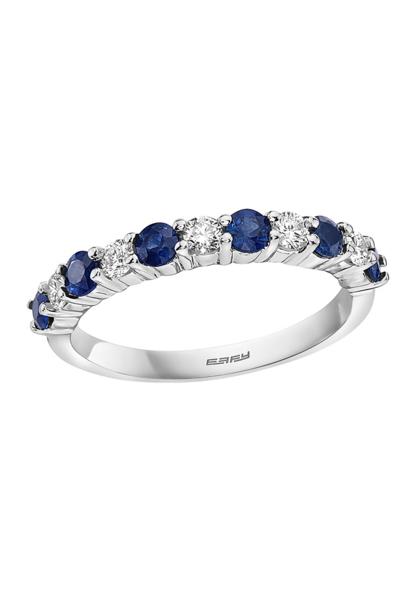 1/2 ct. t.w. Diamond and 5/8 ct. t.w. Sapphire Ring in 14K White Gold