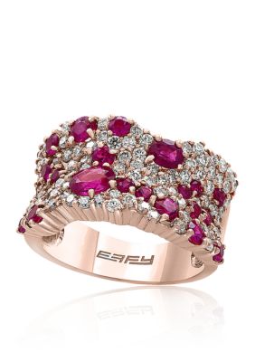 Effy® Ruby & Diamond Ring in 14K Rose Gold | belk