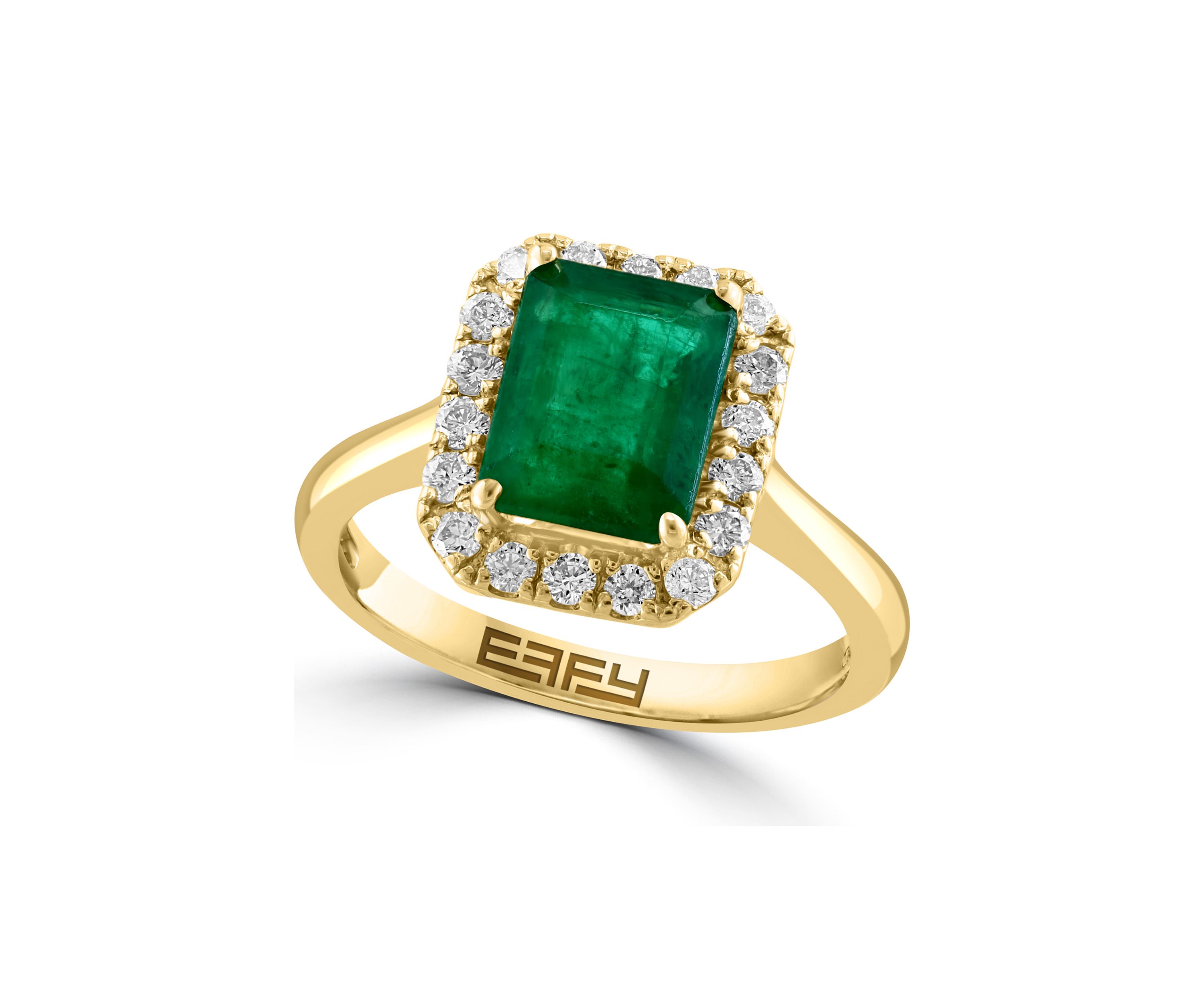 1/3 ct. t.w. Diamond and Natural Emerald Ring in 14K Yellow Gold