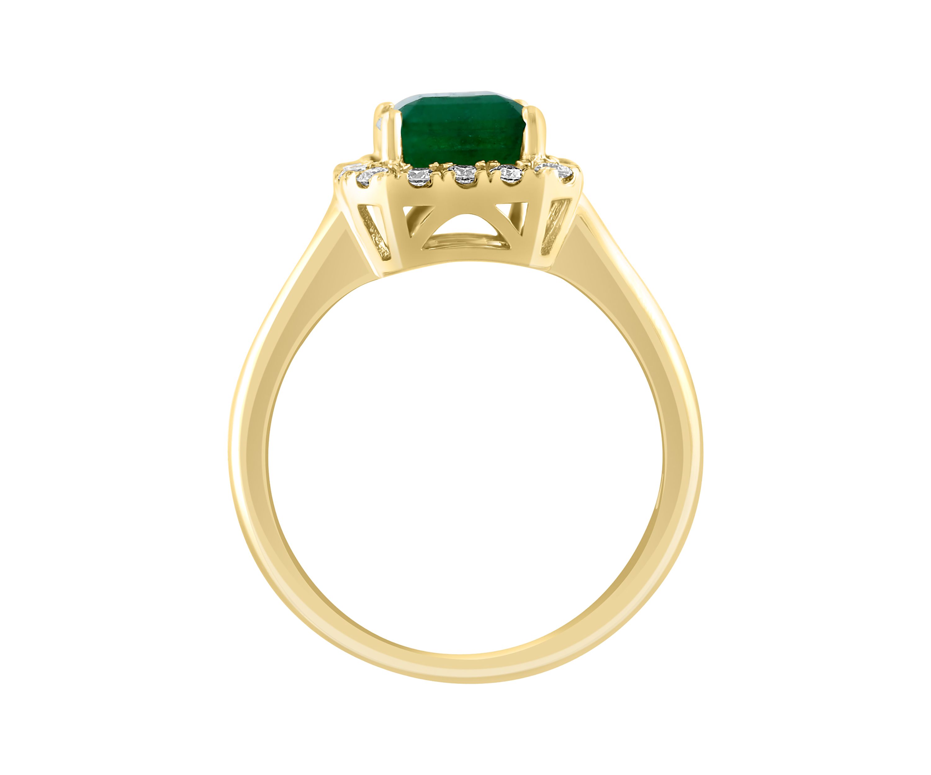 1/3 ct. t.w. Diamond and Natural Emerald Ring in 14K Yellow Gold