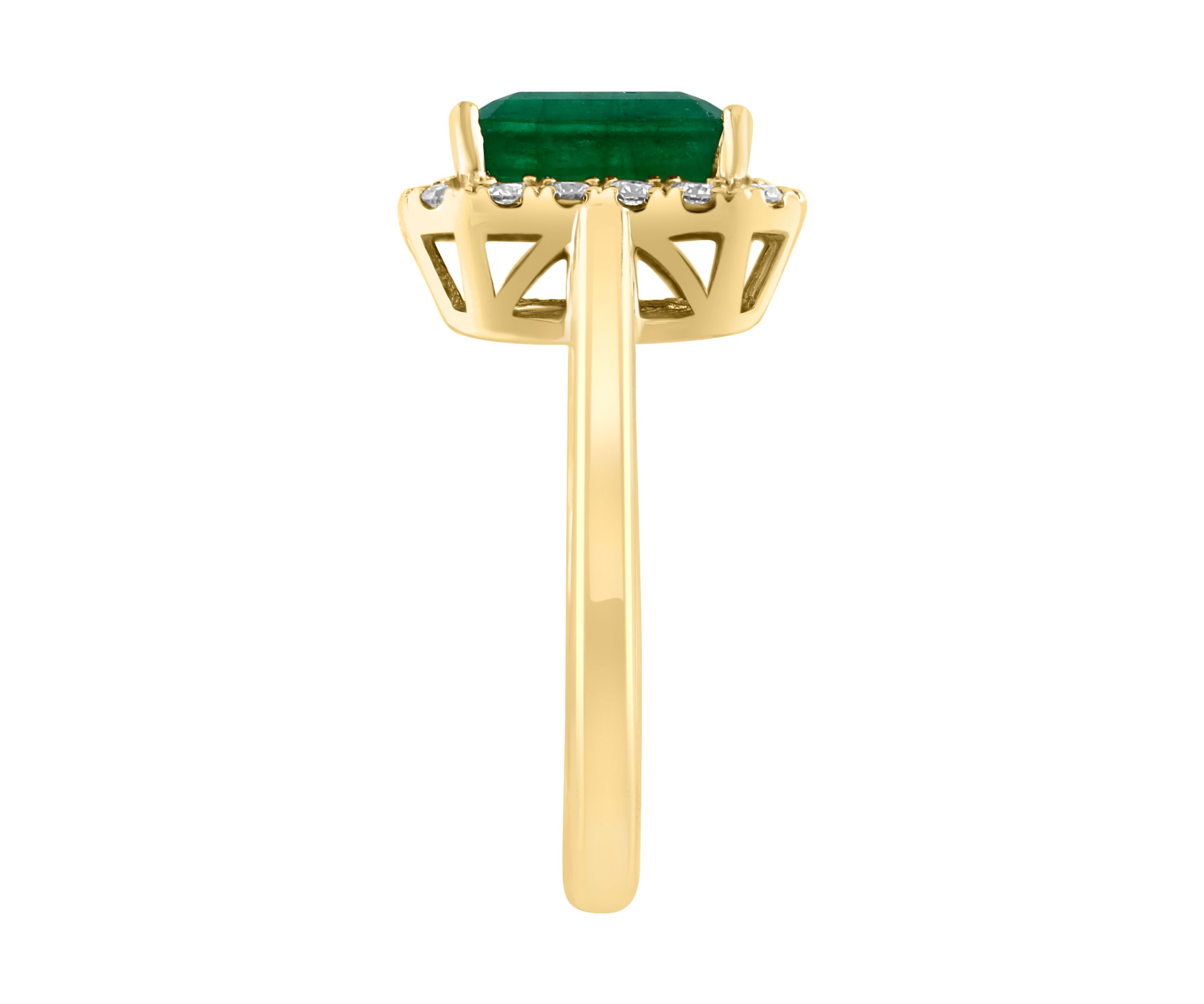 1/3 ct. t.w. Diamond and Natural Emerald Ring in 14K Yellow Gold