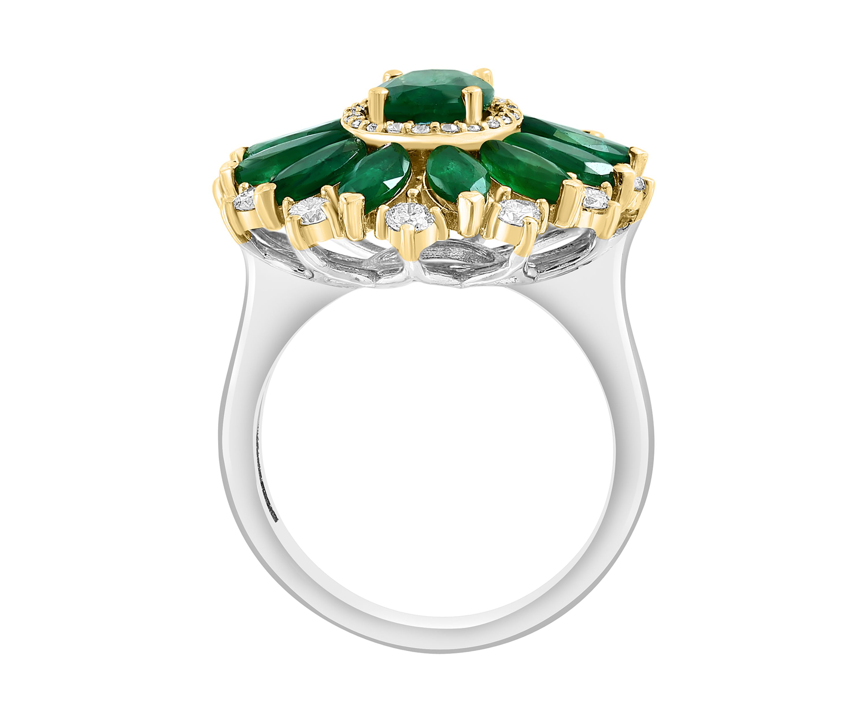 Diamond and Emerald Ring in 14K Two Tone Gold