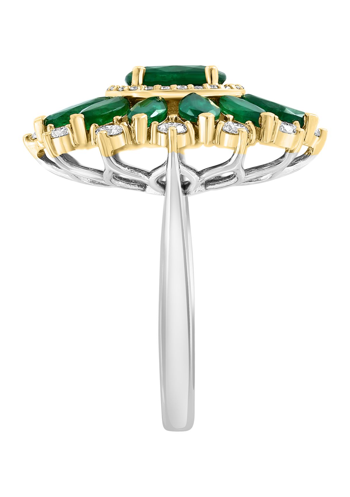 Diamond and Emerald Ring in 14K Two Tone Gold
