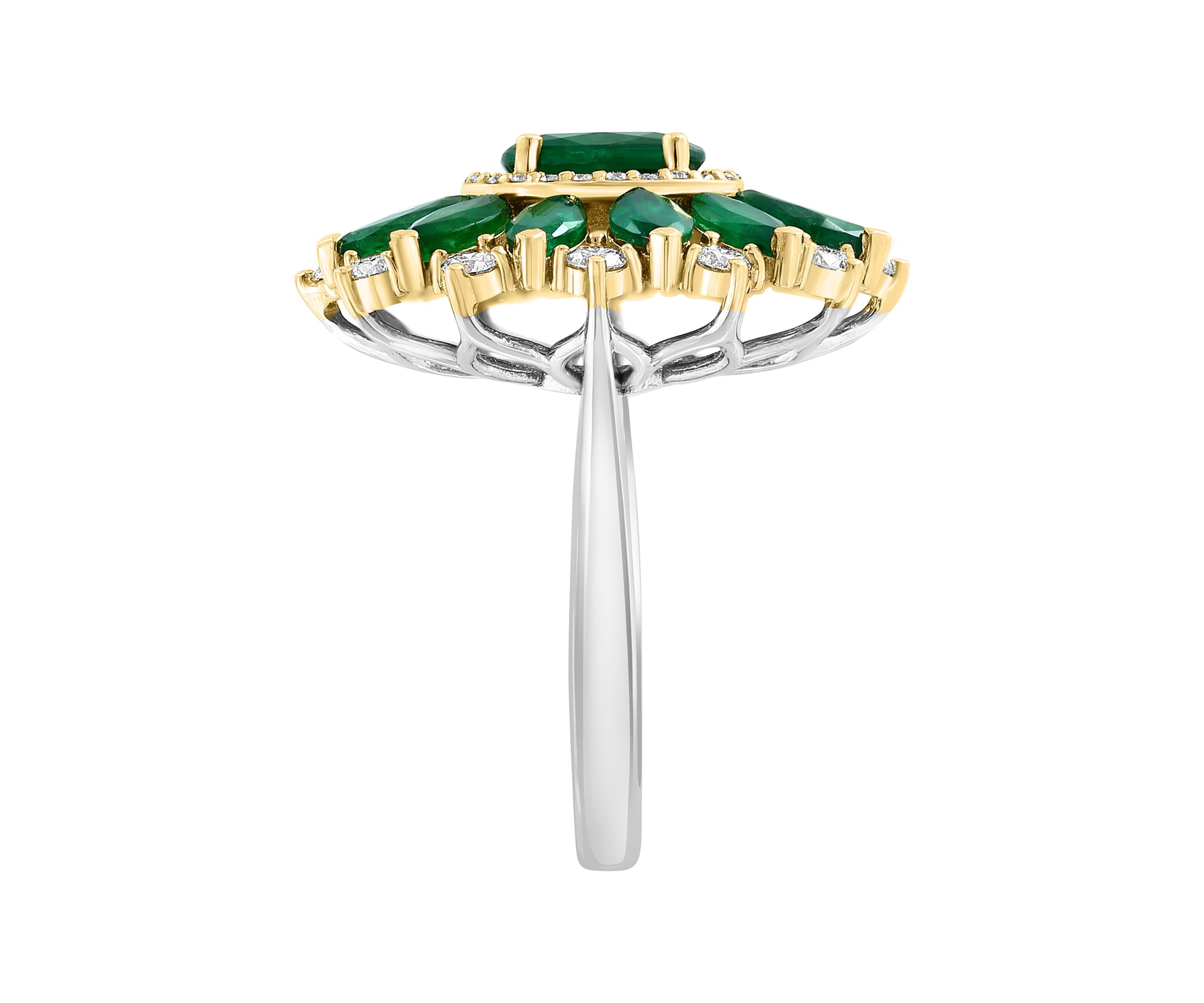 Diamond and Emerald Ring in 14K Two Tone Gold