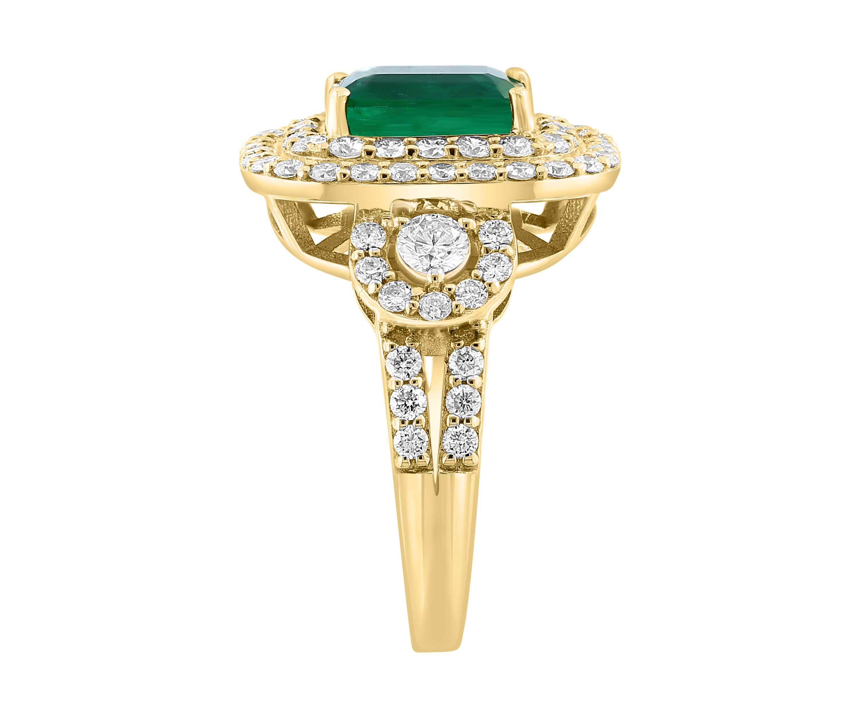 Diamond and Emerald Ring in 14K Yellow Gold