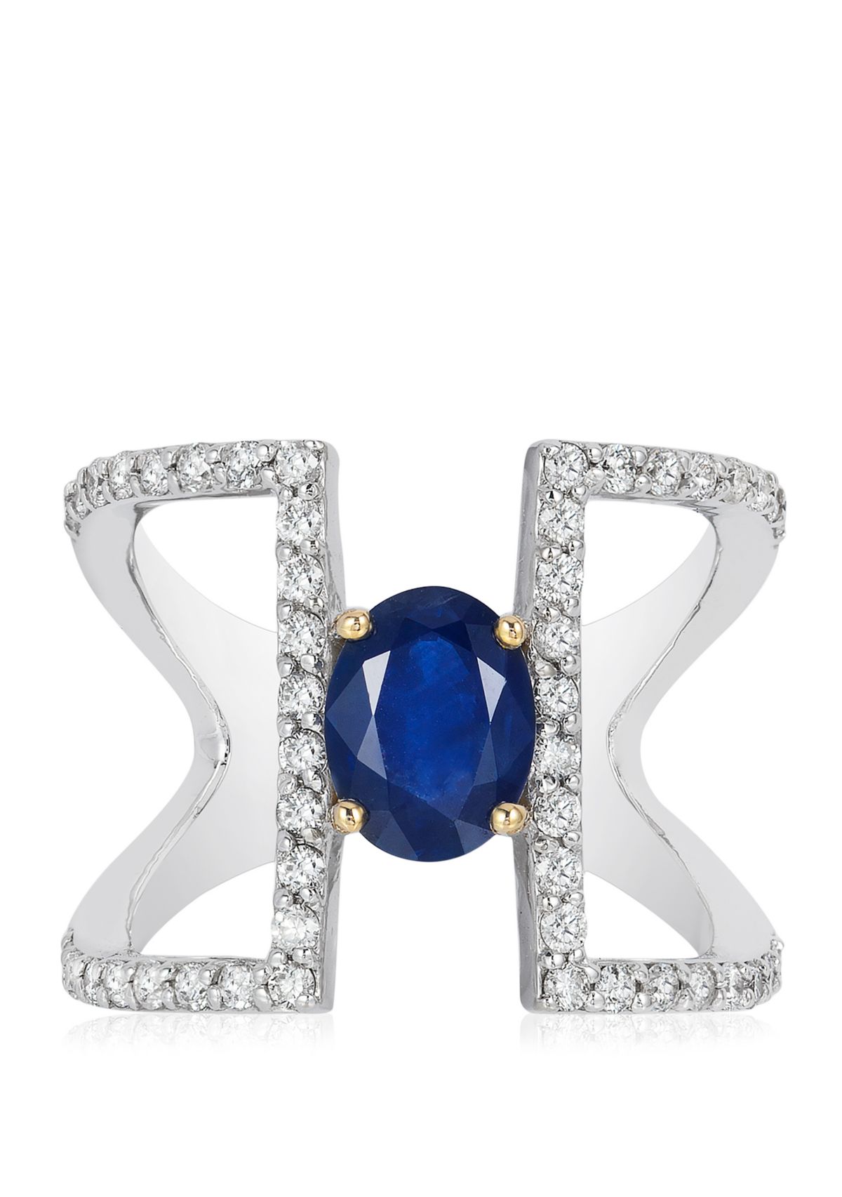 5/8 ct. t.w. Diamond and 1.42 ct. t.w. Natural Sapphire Ring in 14k White Gold 