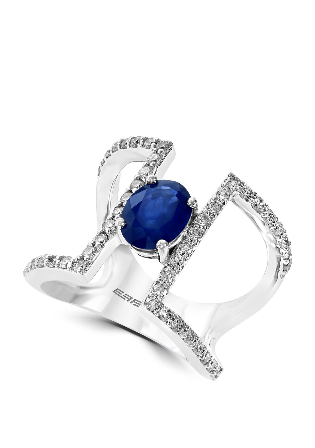 5/8 ct. t.w. Diamond and 1.42 ct. t.w. Natural Sapphire Ring in 14k White Gold 