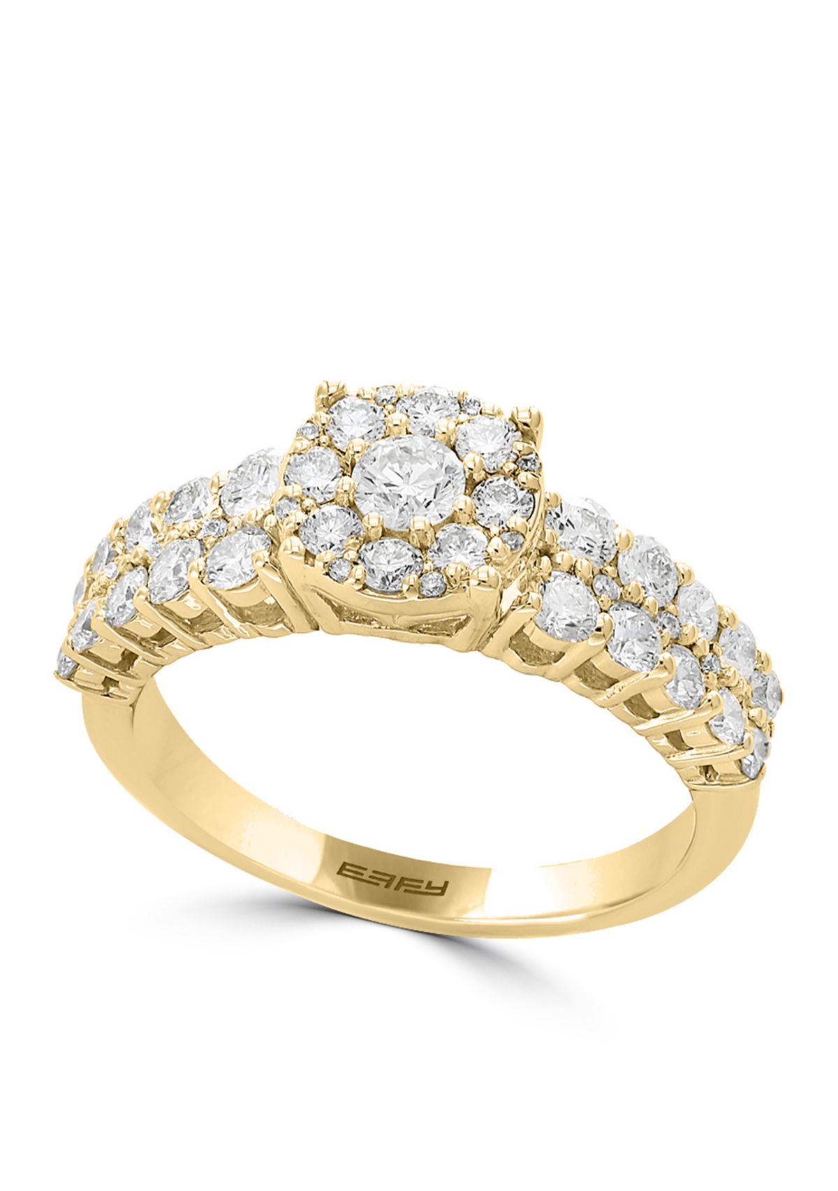 14K Yellow-Gold Diamond Cluster Ring