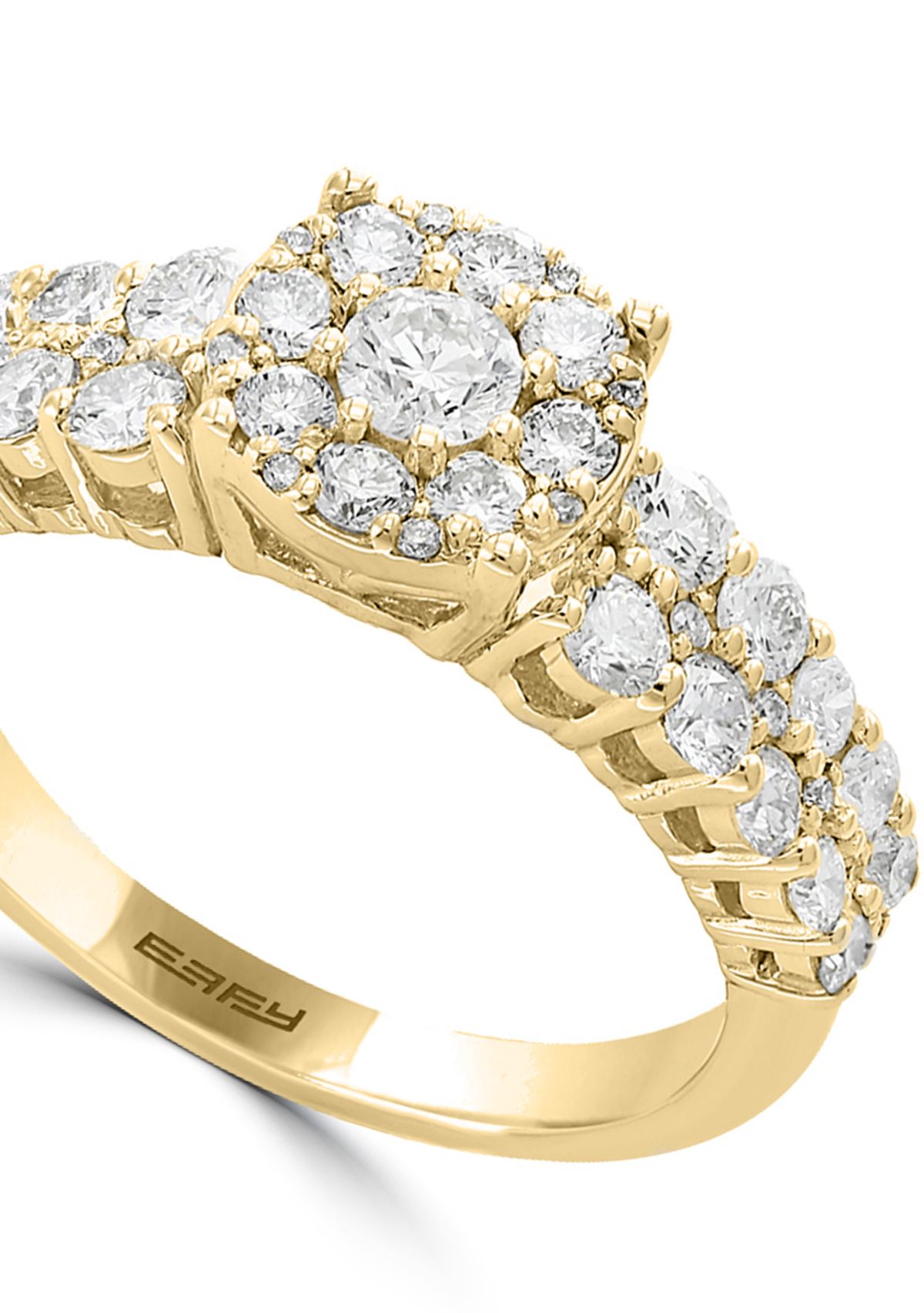 14K Yellow-Gold Diamond Cluster Ring