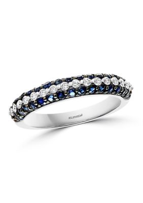 Effy 1/4 Ct. T.w. Diamond And 7/8 Ct. T.w. Sapphire Ring In 14K White Gold -  0607649749057
