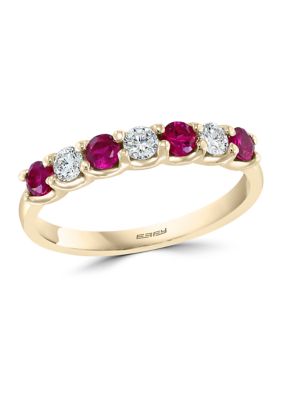 Effy 1/2 Ct. Tw. Ruby And 1/4 Ct. Tw. Diamond Ring In 14K Yellow Gold