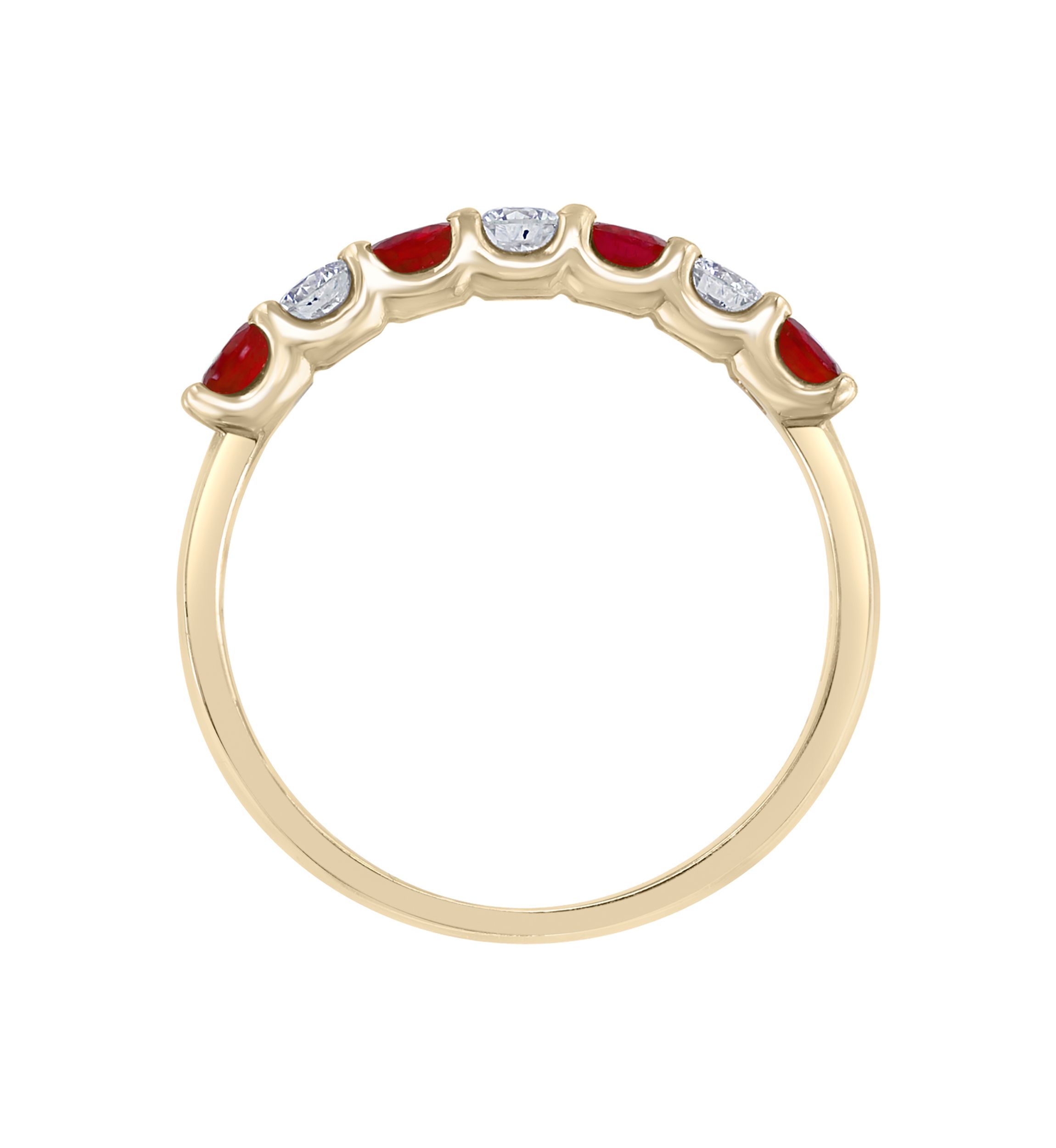 1/2 ct. tw. Ruby and 1/4 ct. tw. Diamond Ring in 14k Yellow Gold 