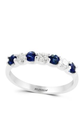 Effy Natural Sapphire and 0.25 ct. t.w. Diamond Band Ring In 14k White Gold, 7 -  0607649952952