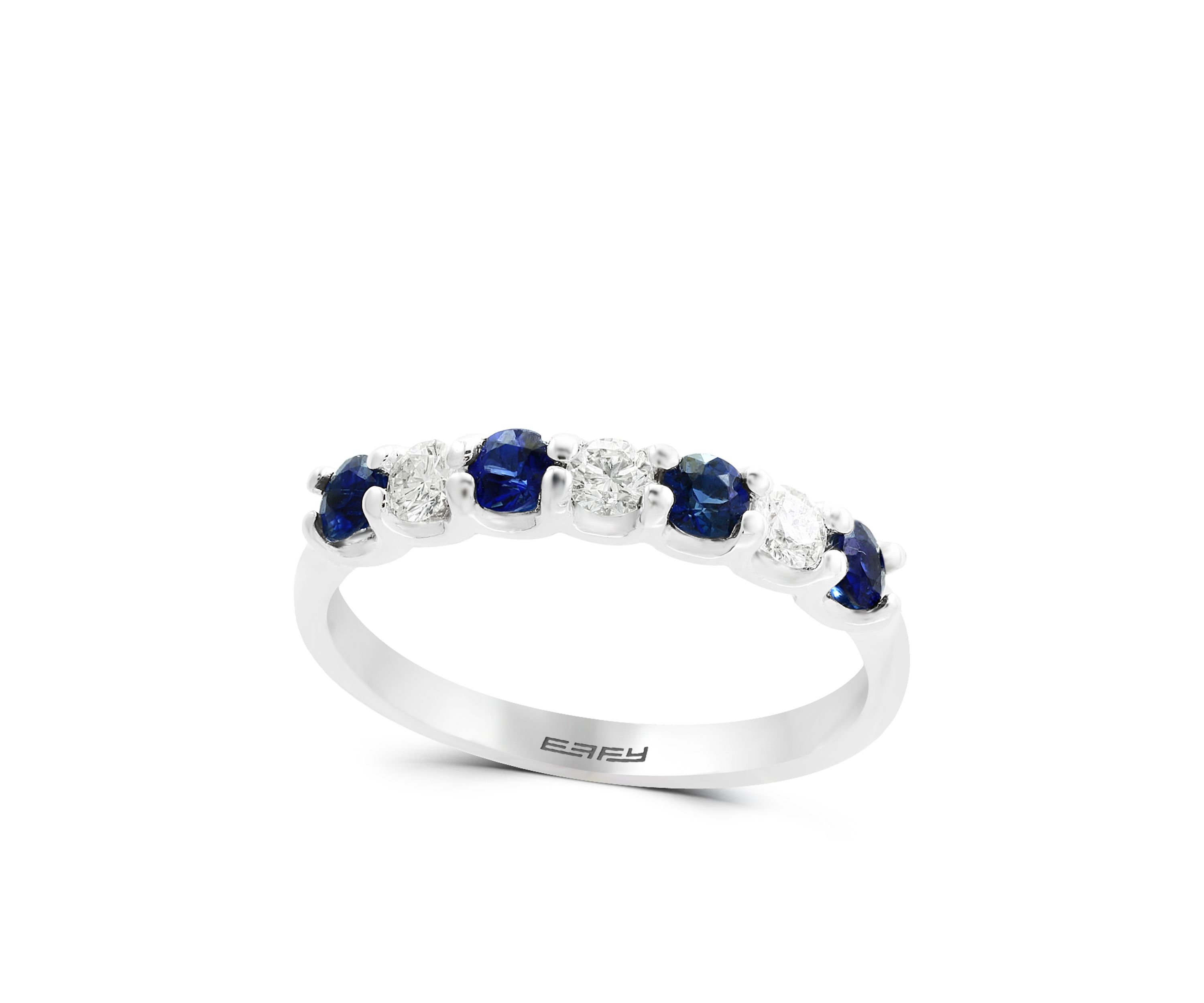 Natural Sapphire and 0.25 ct. t.w. Diamond Band Ring In 14k White Gold